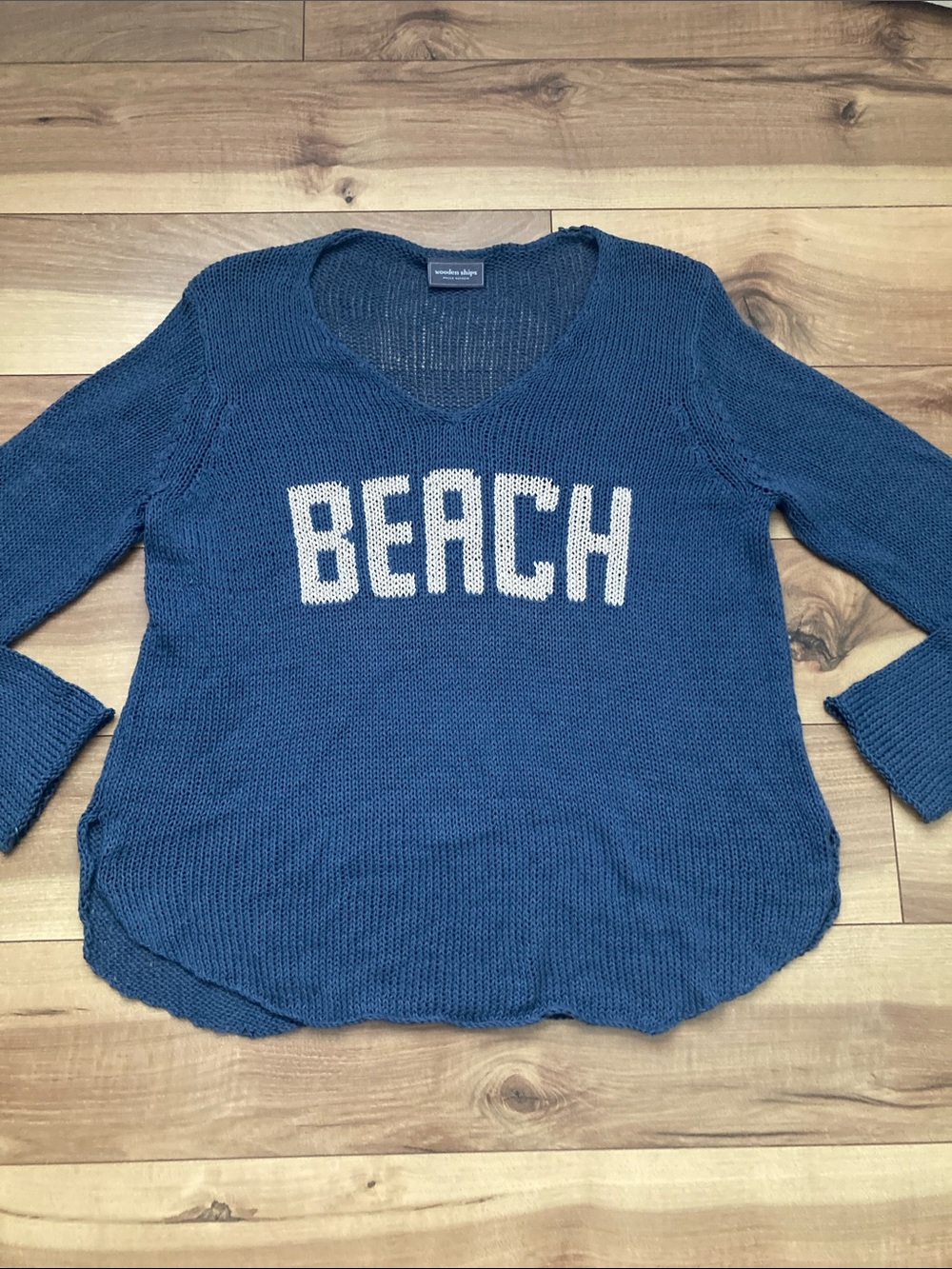 Wooden Ships Beach Graphic V-Neck Sweater - Picture 2 of 7
